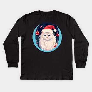 Turkish Angora Cat Xmas, Love Cats Kids Long Sleeve T-Shirt